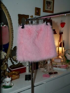 Y2K Candy Pink Faux Fur Mini Skirt